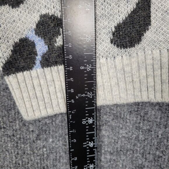 NWT LOFT Gray Blue Leopard Wool Blend Knitted Animal Print Sweater SIZE SMALL - Picture 7 of 10